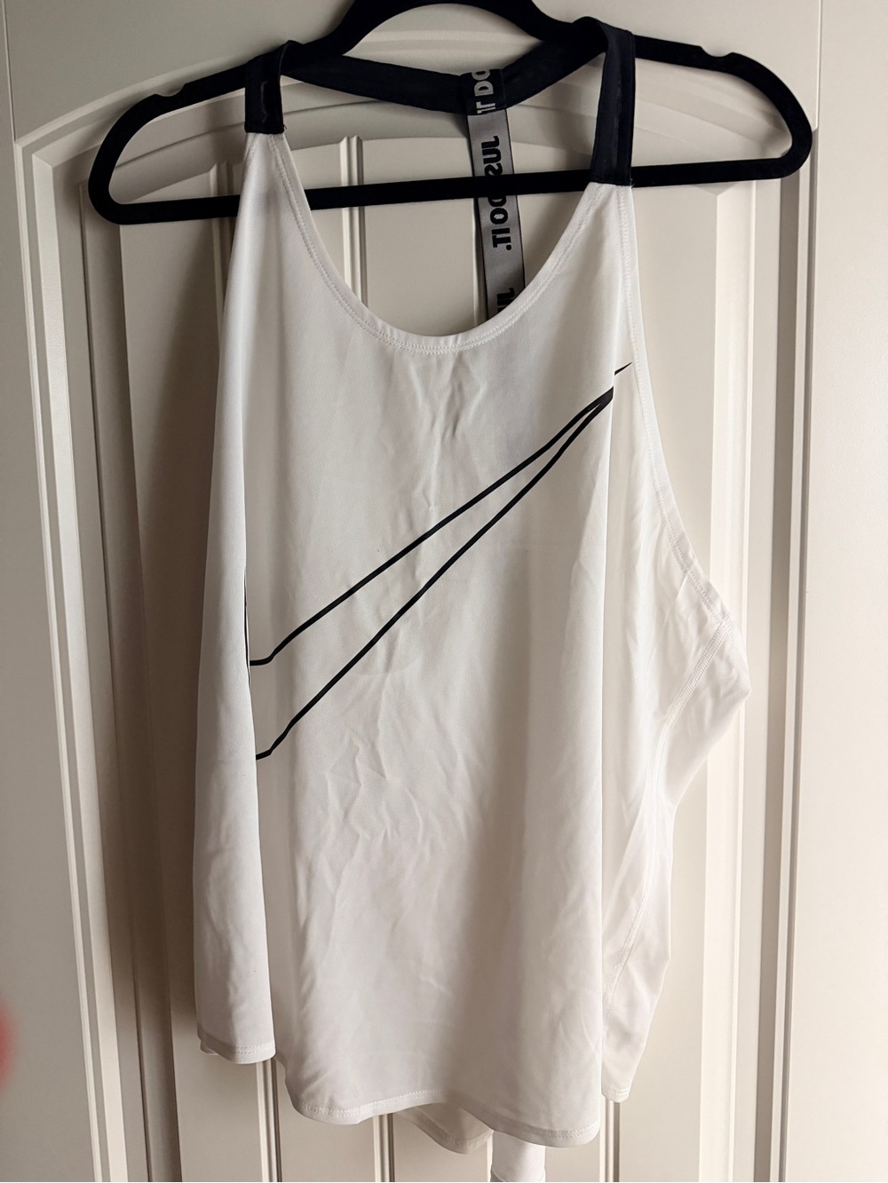 Nike White Tank Top with Black Swoosh Racerback